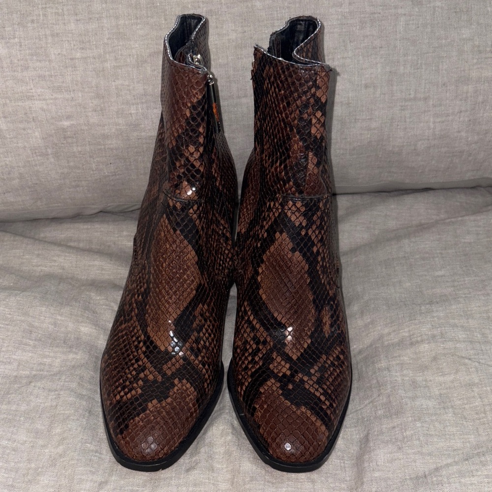 Brown Snakeskin Ankle Boots